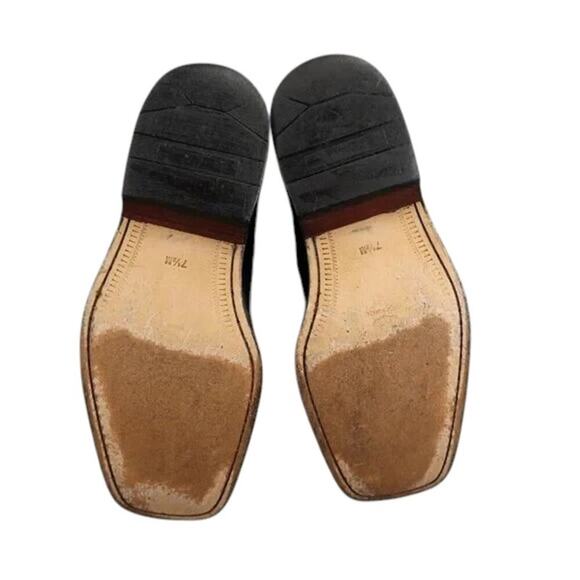 Stacy Adams Shoes Mens 7.5 Oxford Square Bicycle Toe Leather Retro Classic Black - Picture 4 of 16